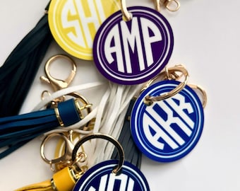 Personalized Monogram Keychain, Custom School Colors Gift, Graduation Gift for Her, New Driver Keyring, Bridesmaid Favor