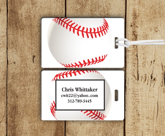Baseball Luggage /& Bag Tag Personalized Baseball Stitches No Personalization on Back LARGE