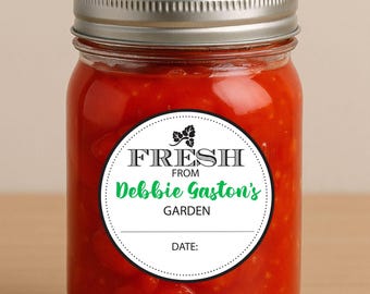 Personalized Mason Jar Labels: Custom Canning Stickers, Fresh From The Kitchen, Set of 9