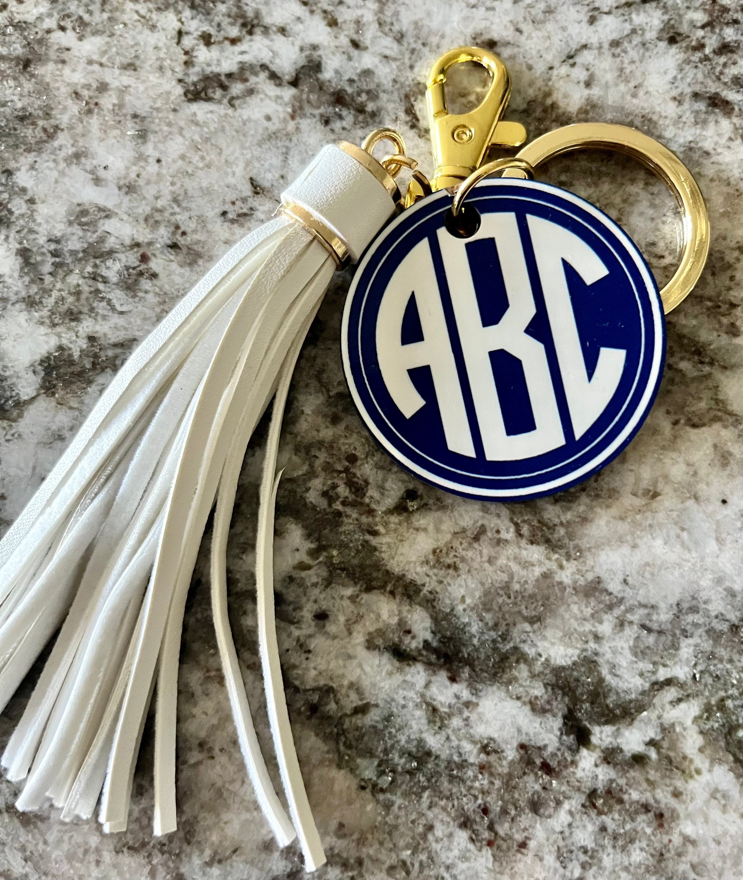 Monogram Keychains for Women Gold Keychain Personalized Keychain Tassel  Keychain Custom Keychain Gifts for Bridesmaid Keychain (EB3140)