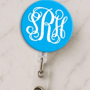 Personalized Vine Monogram Retractable Badge Reel: Nurse Doctor Gift
