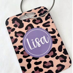 Personalized Leopard Print Luggage Tag: Monogram Travel Bag Tag