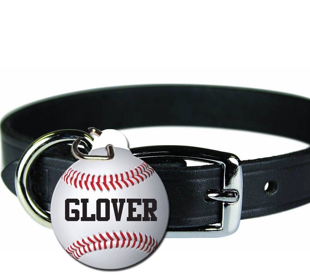 Baseball Dog ID Tag, Custom Pet Tag, Personalized Dog Tag, Round Dog