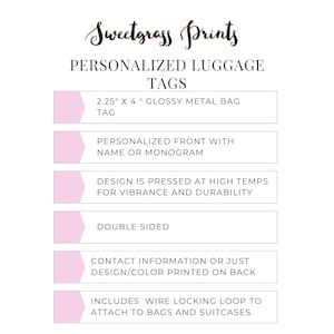 Monogram Round Luggage Tag, Custom Metal Bag Tag, Double Sided Suitcase Tag, Preppy Travel image 2