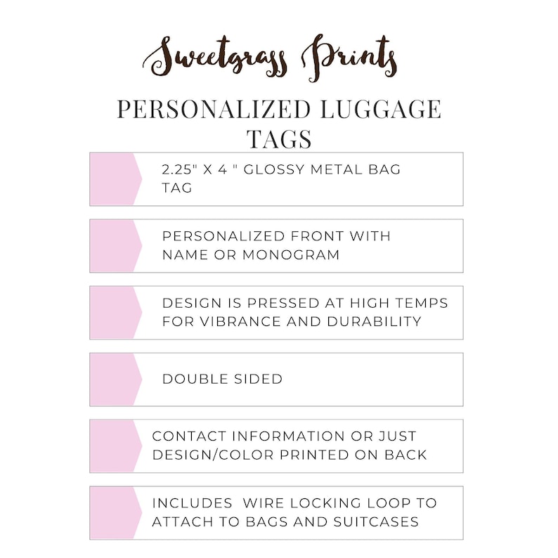 Monogram Round Luggage Tag, Custom Metal Bag Tag, Double Sided Suitcase Tag, Preppy Travel image 2