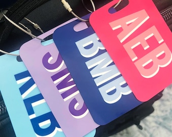 Personalized Shadow Monogram Luggage Tag, Double-Sided Bag Tag, Travel Accessory