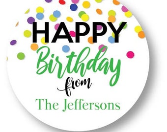 Personalized Gift Stickers, Birthday labels, Birthday gift stickers, Party favors, Custom gift Stickers, Confetti