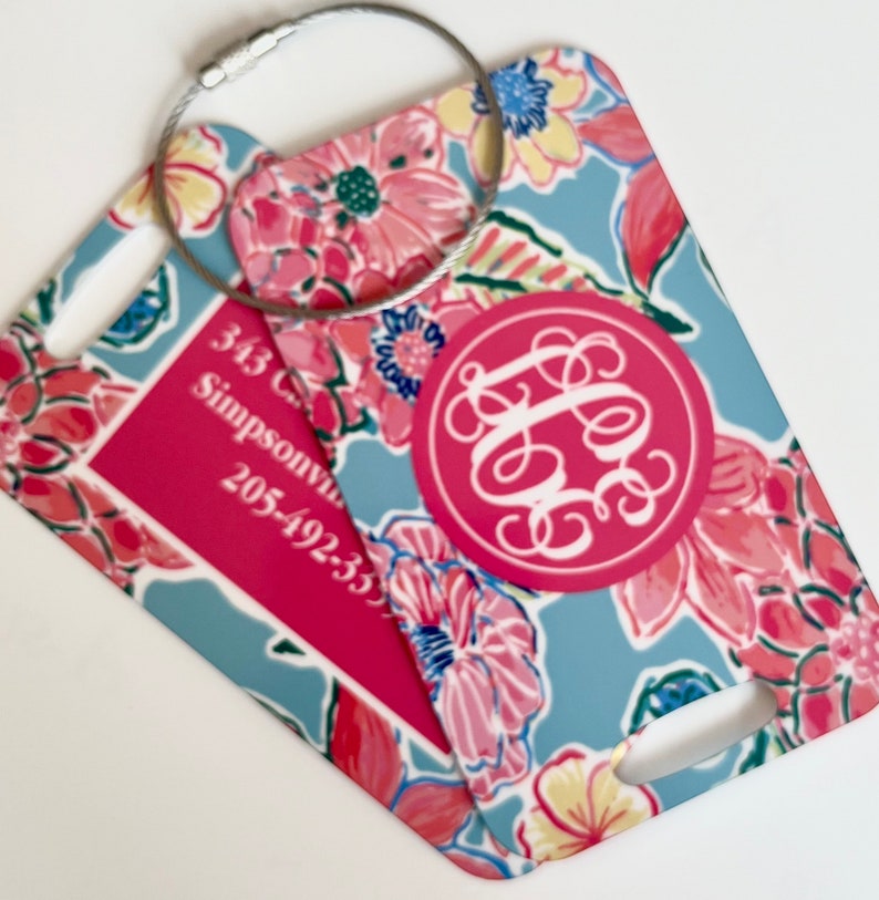 Bag Tags, Personalized Luggage Tag, Monogrammed luggage Tag, Floral Luggage Tag, Traveler Gift, Teacher Gift, Personalized Gift, 24 Patterns image 7