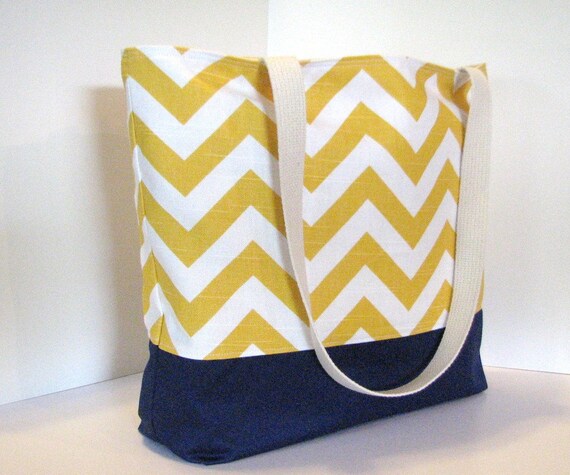 Items similar to the Tote . Standard size . Chevron beach bag . Yellow ...