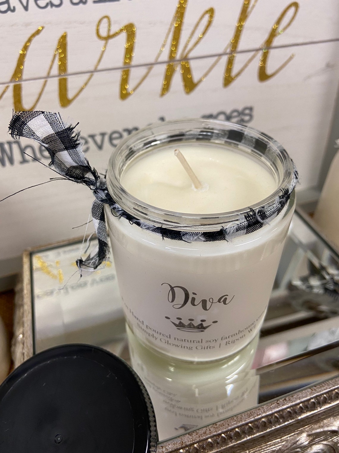 Diva scented 8 ounce jar candle hand poured with fine oils Etsy