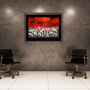City Unique Abstract Acrylic Wall Art - Pittura a tecnica mista su carta per artisti - Acrilico dipinto a mano e lussuoso