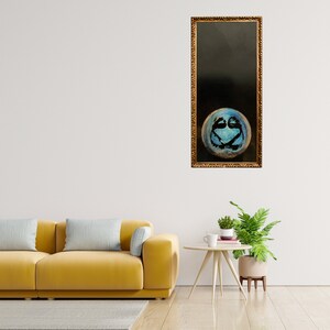 L'arrivo al mondo - 13,8x39,4 pollici Tecnica mista e calligrafia su carta pesante, Arte contemporanea unica, Arte su tela incorniciata, Soggiorno