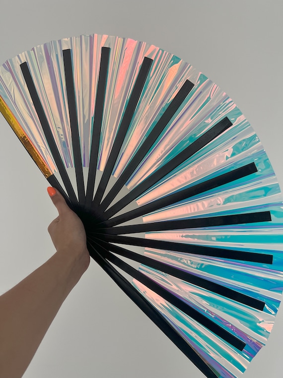 HOLOGRAPHIC HAND FAN - extra large