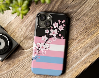 Trans Cherry Blossom Branch iPhone Case - Dollar From Every Sale to Charity - Trans Pride, Trans Phone Case, Pride Phone Case, Trans Rights