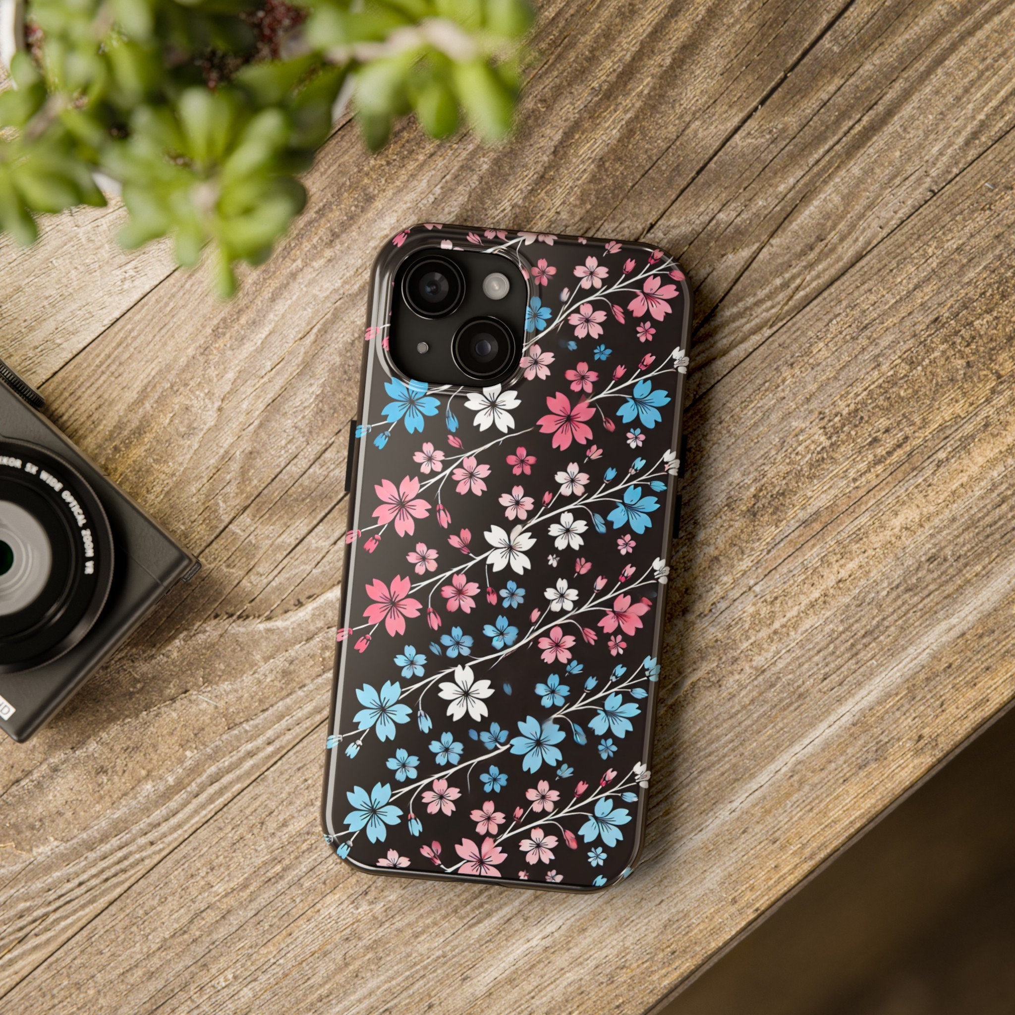Maximalist Supportive Trans Cherry Blossom iPhone Case - Dollar From Every Sale to Charity - Dark, Trans Pride, Trans Rights
