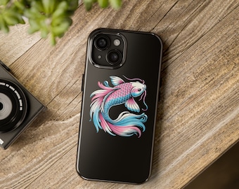 Trans Koi Phone Case - Dollar From Every Sale to Charity - Dark, Trans Pride, Trans iPhone Case, Pride Phone Case, Trans Rights, Pride