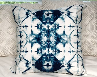 Tie Dye Throw Pillow COVER 20"x20" / Pillow Cover with zipper / Indigo Window Crystal April Rhodes