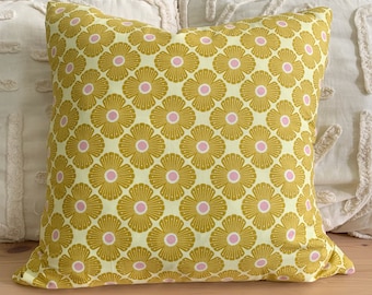 Blossom Throw Pillow COVER 20"x20" / Floral Pillow Cover with zipper / On a Spring Day Blossom Wildflowers Yellow