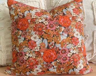 Bohemian Floral Throw Pillow COVER 20"x20" / Floral Pillow Cover with zipper / Fleuron Haven Sharon Holland