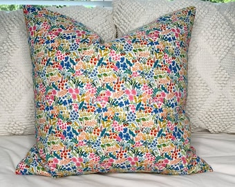 Rifle Paper Company Throw Pillow COVER 20"x20" / Floral Pillow Cover with zipper / English Garden Meadow Cream