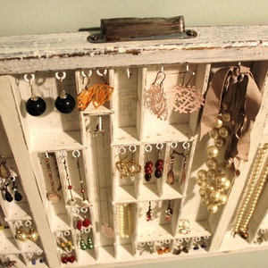 Printers Drawer Jewelry Display White distressed image 3