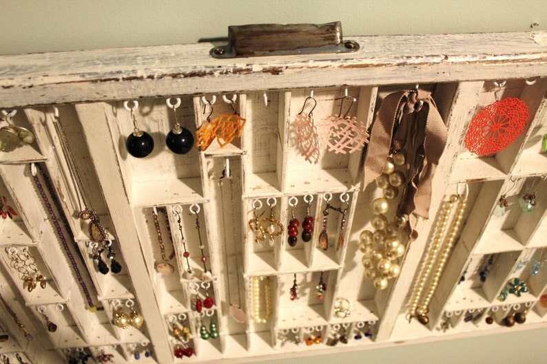 Printers Drawer Jewelry Display White distressed image 3