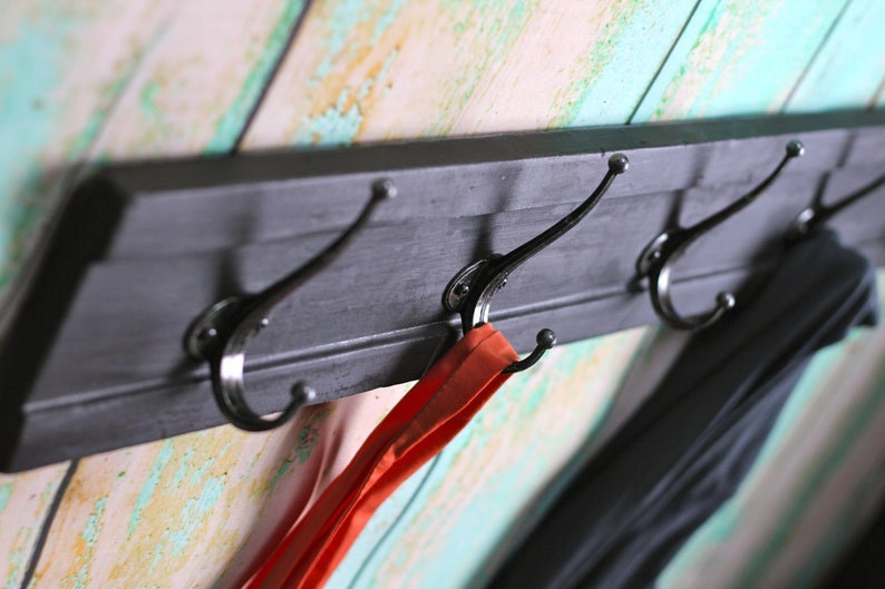Long Vintage trim Coat Rack Black distressed Etsy