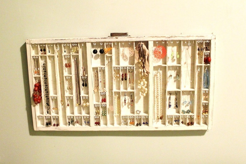 Printers Drawer Jewelry Display White distressed image 2