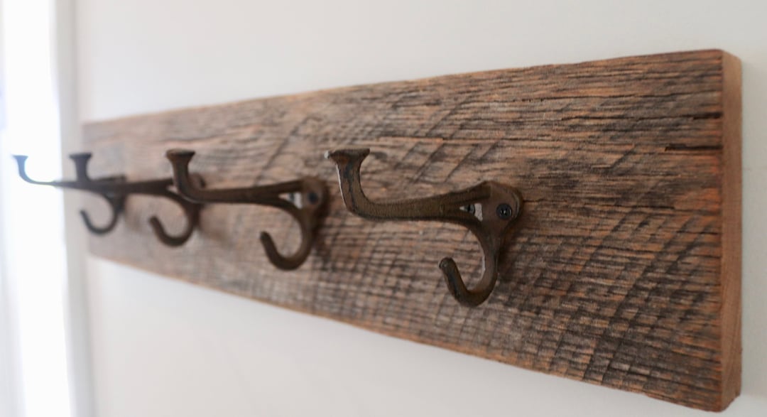 24 Reclaimed Rustic Barn Wood Coat Rack Etsy