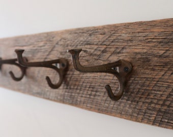 24" Reclaimed Rustic Barn Wood Coat Rack