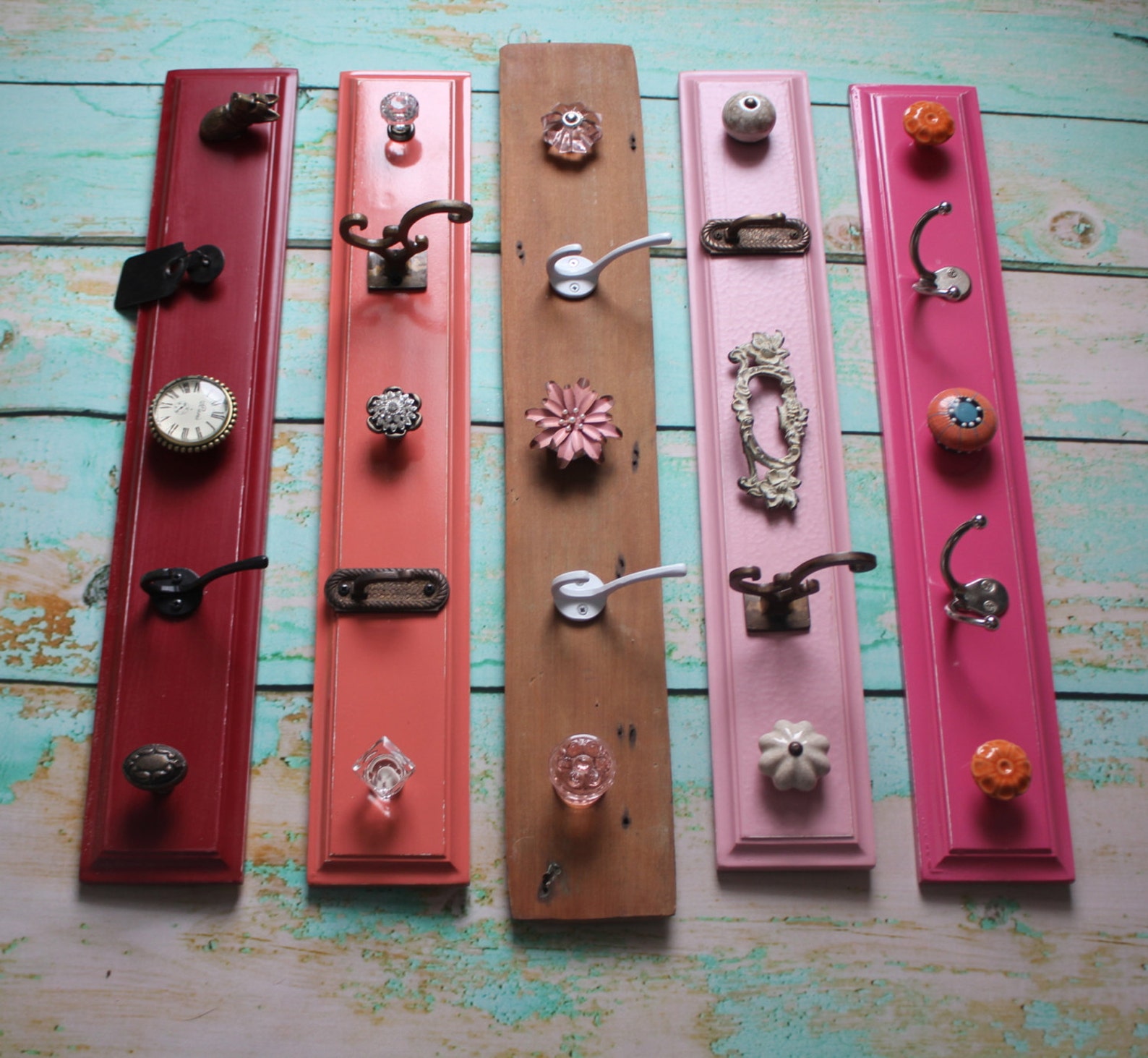 Storage Knob Displays in Pinks Red Coral and Shabby Chic Etsy