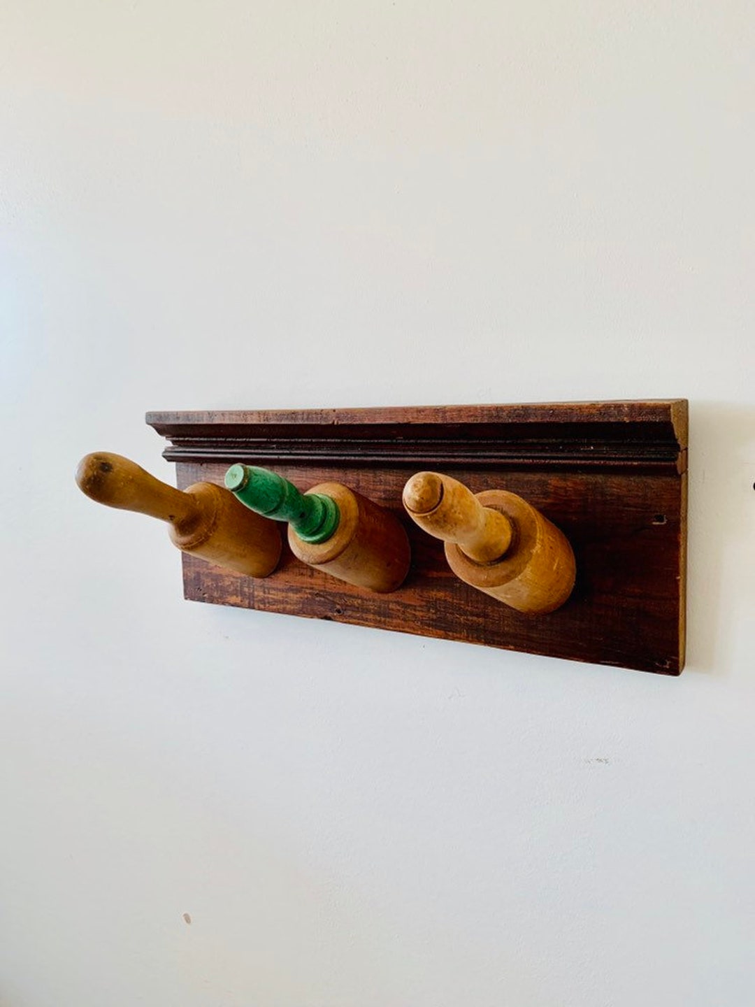Green Rolling Pin Hook Rack Etsy