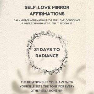 Afirmaciones de amor propio en el espejo / 31 días de práctica de confianza, fuerza interior y autoestima / Tarjetas PDF imprimibles, regalo para mamá y amigos