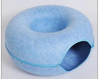 Donut Cat Bed Interactive Tunnel Pet Felt Indoor Toys Cats House Kitten Training Toy Cat Kennel Pets Supplies