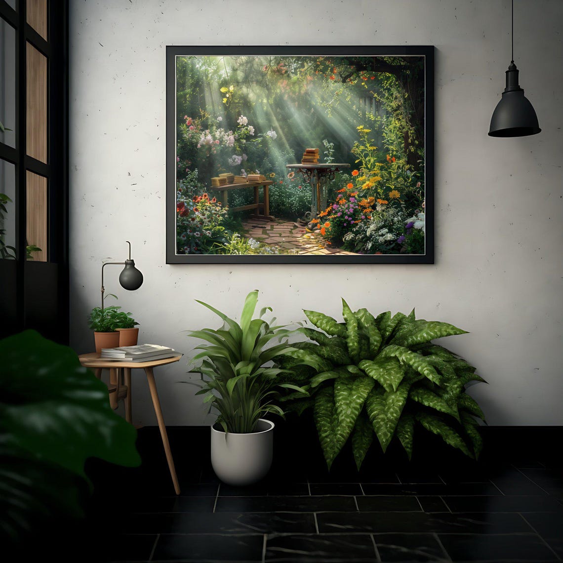 Secret Garden Art Print, Sunlit Reading Nook, Floral Cottage Decor ...