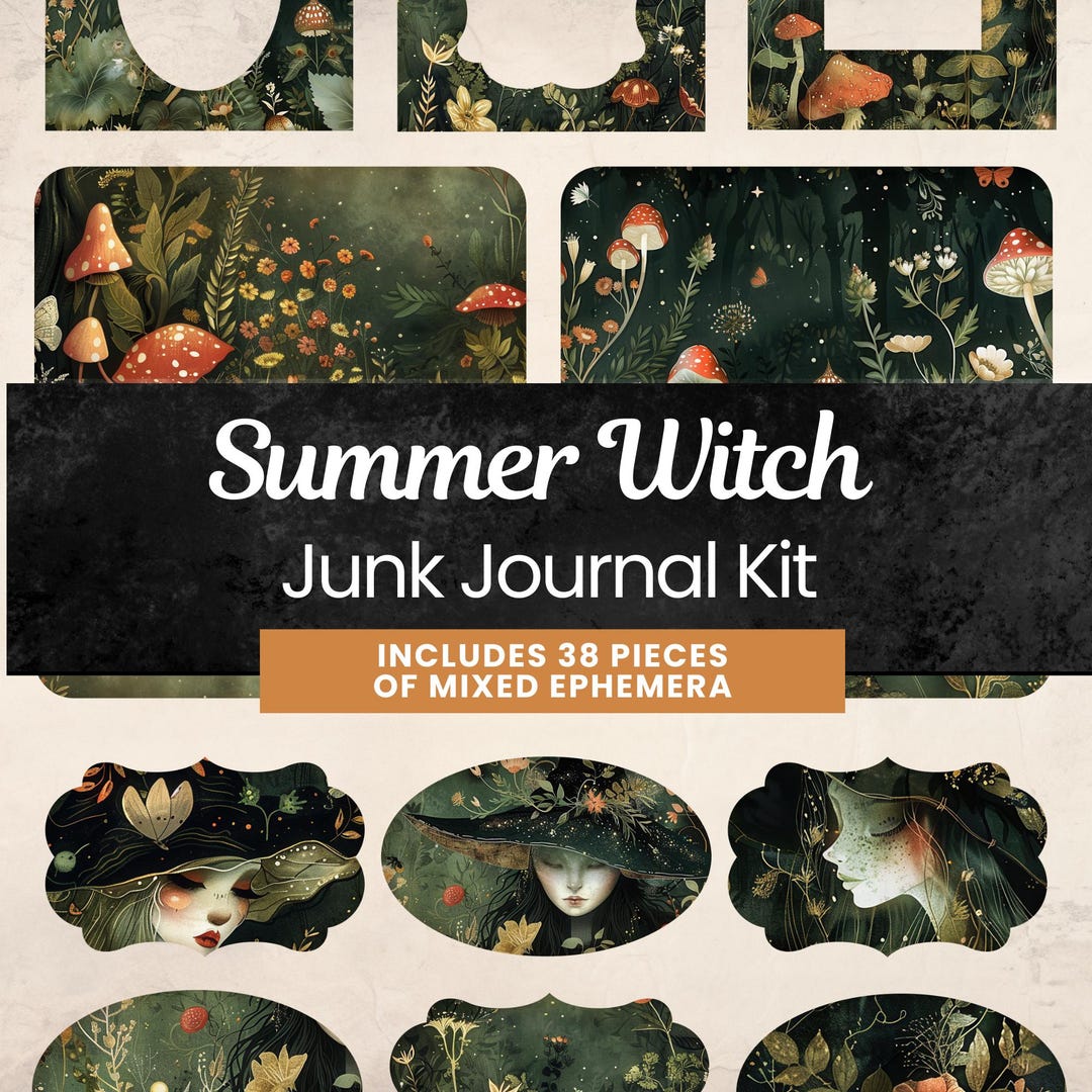Summer Witch Junk Journal Kit, Magical Garden Ephemera (PNG) - Etsy