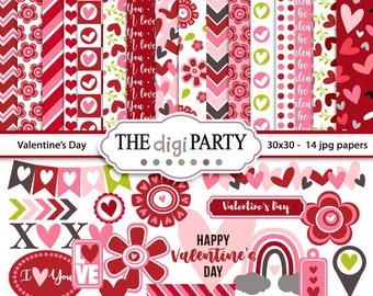 New Release! St Valentine's Day digital Papers and cliparts pack, great for craft and gifts, commercial use