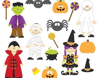 Halloween Clipart Bundle, Frankenstein Clip Art and Dracula Images great for Treat Gifts, commerical Use