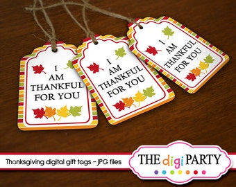 Thanksgiving gift tags printable treat tags and labels, thanksgiving thank you tags, party favor PDF and jpg digital format instant download
