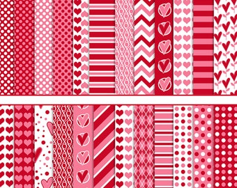 valentine's day digital paper love heart printable papers, background pattern scrapbook commercial use, instant download, valentines