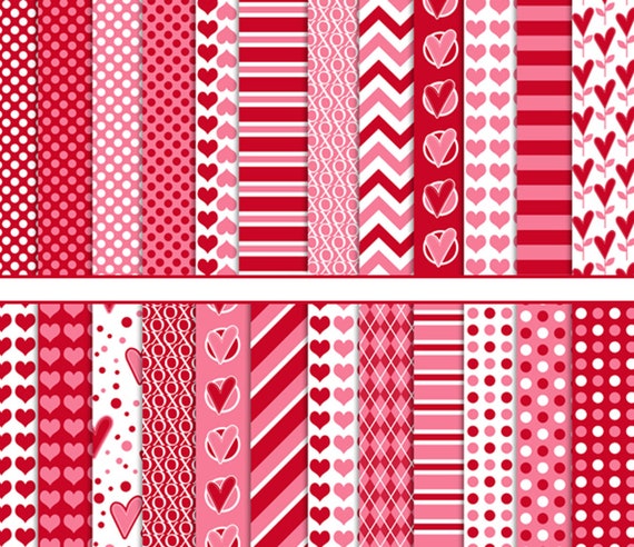 Valentine's Day Digital Paper Love Heart Printable Papers -   Digital scrapbook  paper, Printable scrapbook paper, Paper heart