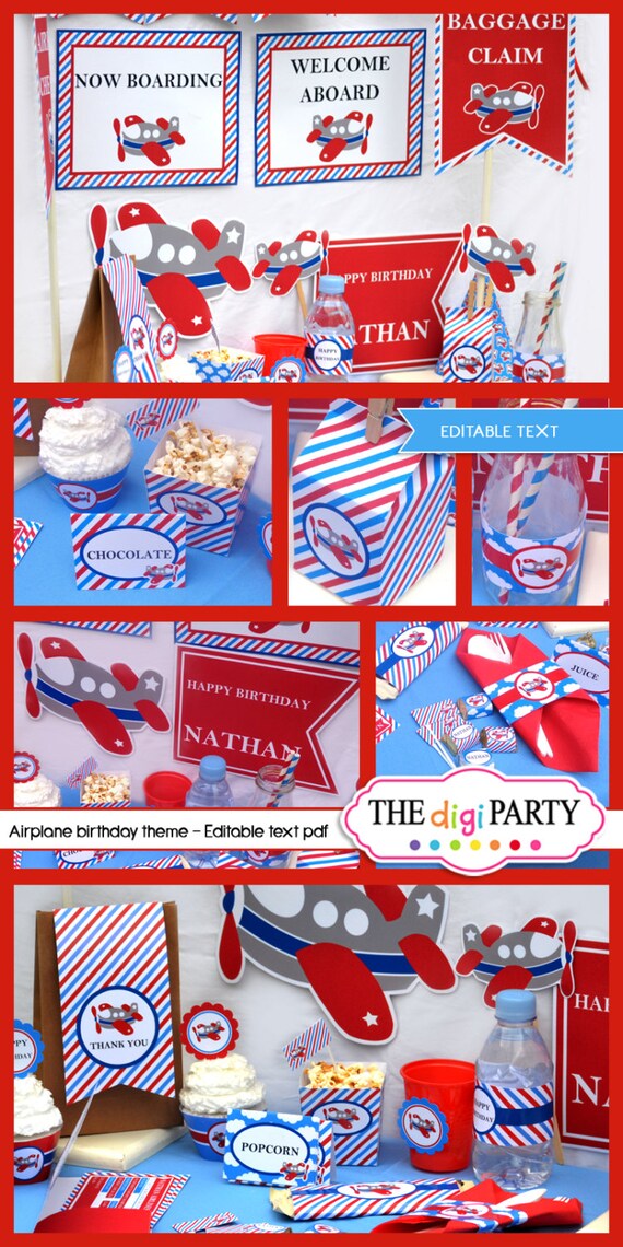 Airplane Birthday or Baby Shower Party Decoration Printable - Etsy