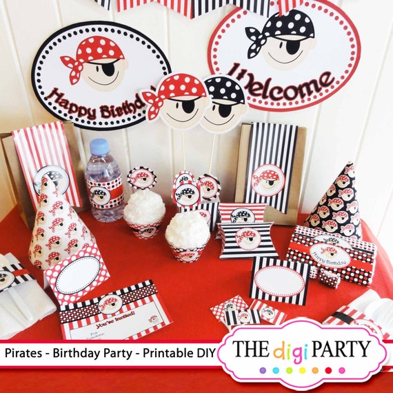 Pirate Boy Birthday Printable DIY Pirate Party Decorations With