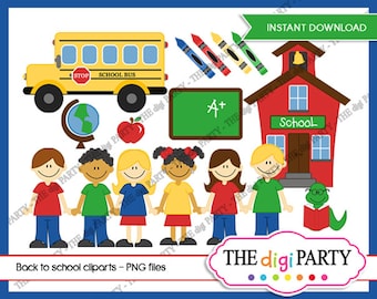 school, kids & teacher clipart, activities clip art, bus printable graphics, commerical use, instant download