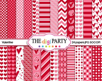 valentine's day digital papers, anniversary decor background pattern, love scrapbook commercial use, instant download