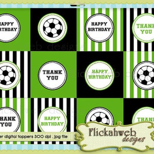 soccer printable toppers or circles for cupcakes tags stickers instant download sports digital topper printables