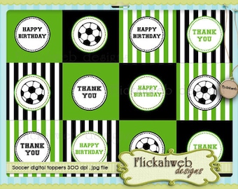 voetbal afdrukbare toppers of cirkels voor cupcakes tags stickers instant download sport digitale topper printables