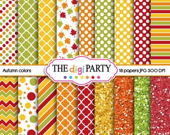 Thanksgiving digital paper, Fall autumn background, scrapbook glitter papers card instant download commercial use