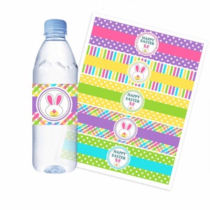 Druckbare Oster-Wasserflaschenetiketten, Hasen-Dekor, Flaschenverpackungen, sofortiger Download