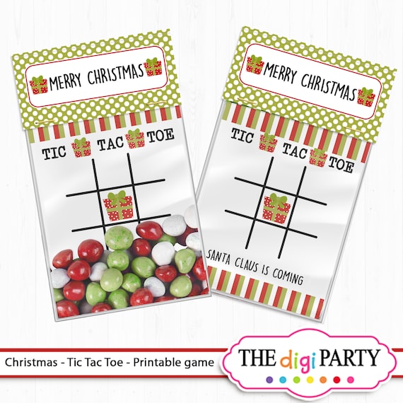 Tic Tac Toe printable christmas activity kit game with bag